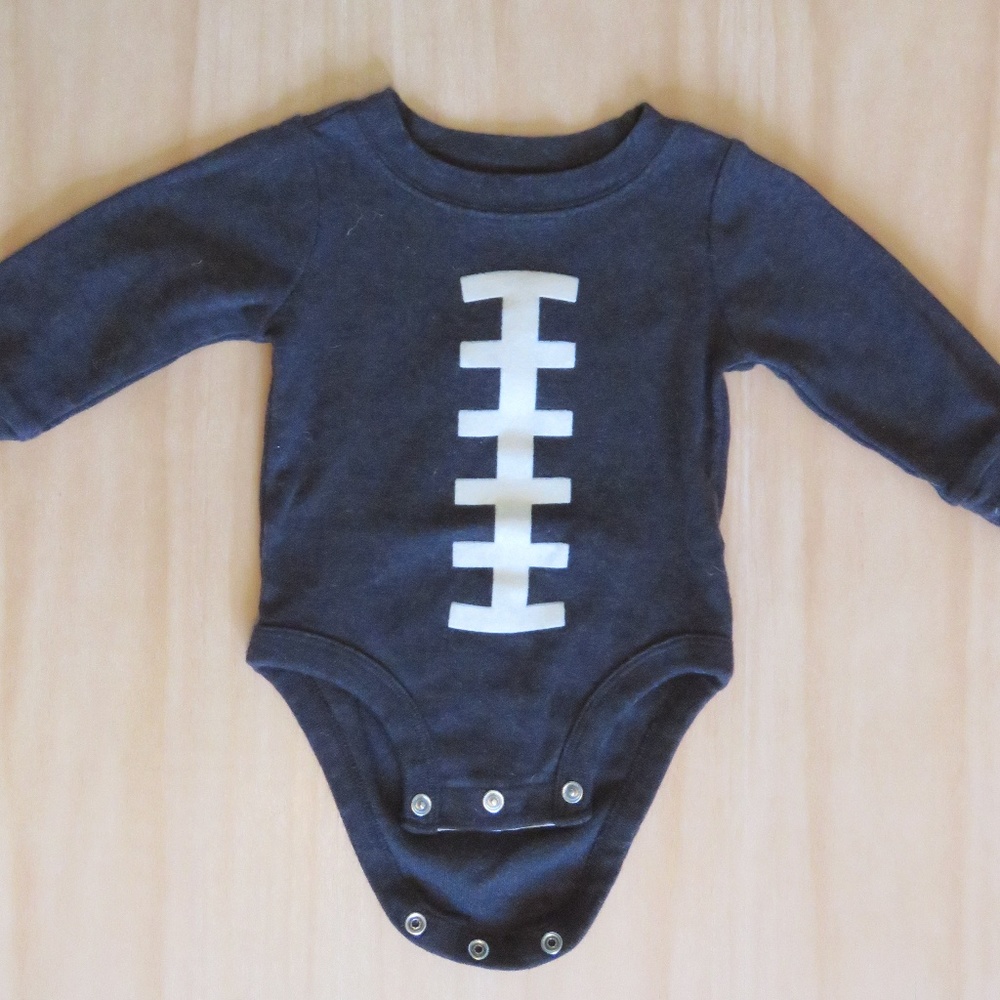 3 mos. LONGSLEEVE FOOTBALL ONESIE